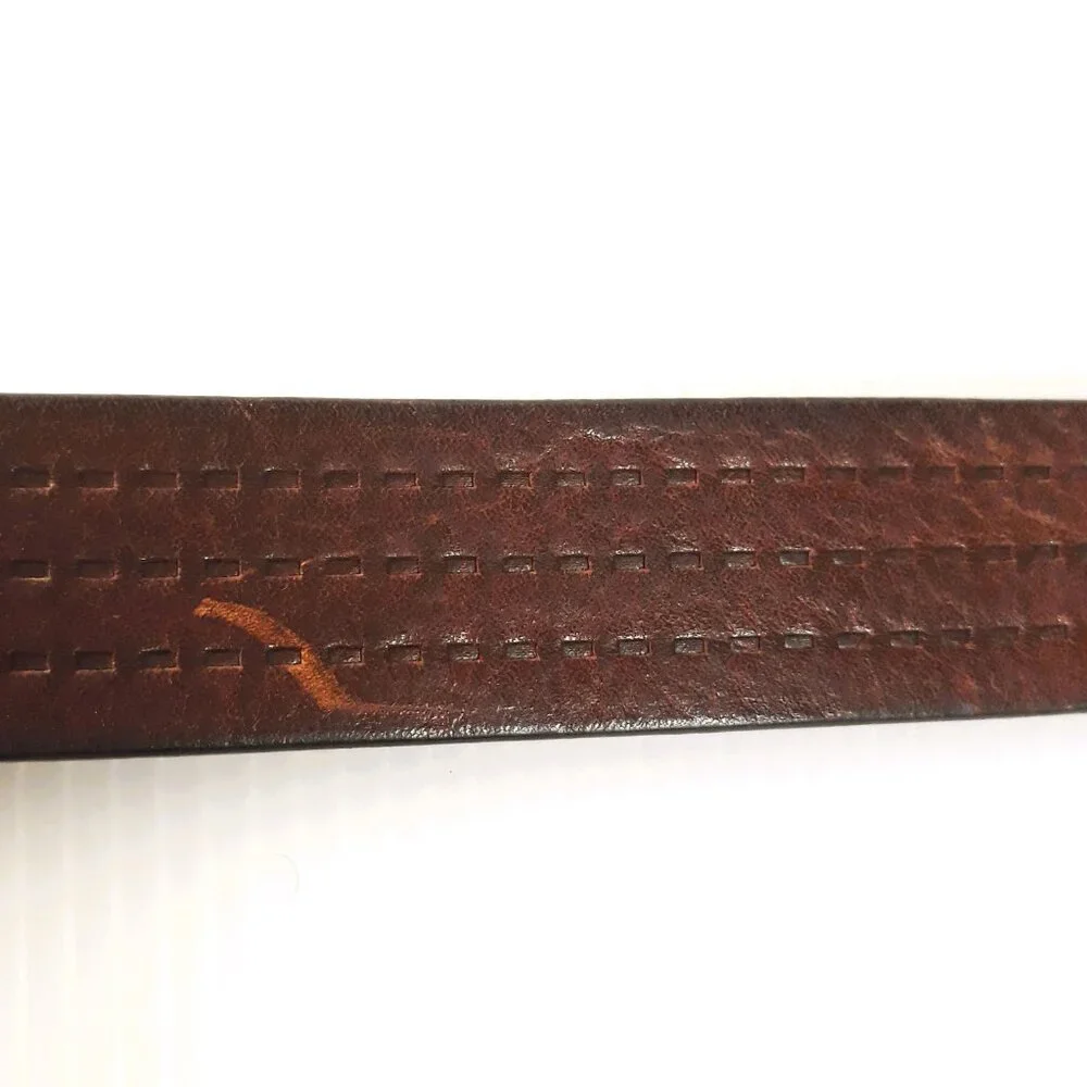 Fabio Corti Brown Leather Tooled Belt Medium Made in Italy